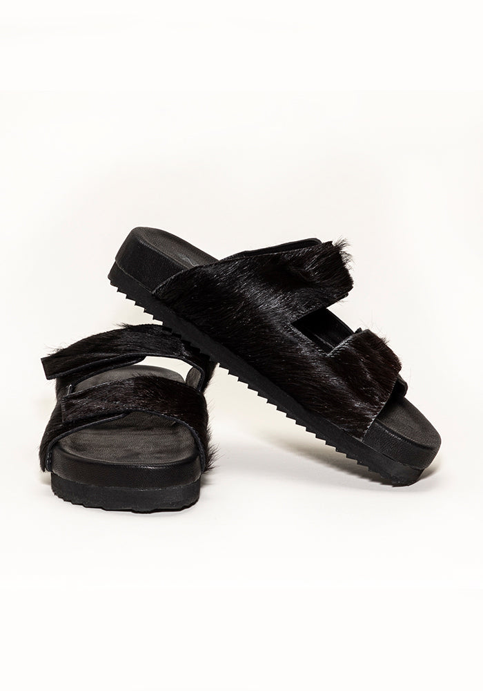 Black Cowhide Sandal